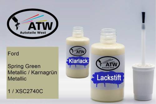 Ford, Spring Green Metallic / Karnagrün Metallic, 1 / XSC2740C: 20ml Lackstift + 20ml Klarlack - Set, von ATW Autoteile West.
